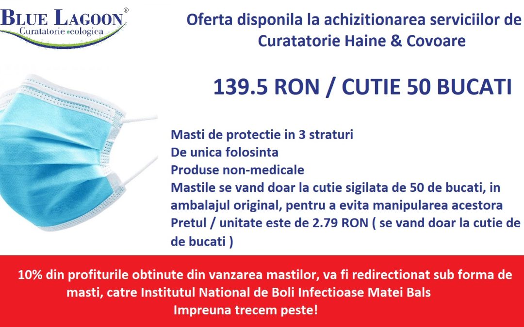 Masti de protectie cu 3 pliuri 139,5 SET 50 BUCATI